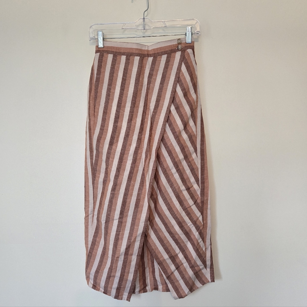 NWT Madewell Linen Strip Pull On Wrap Skirt - Picture 2 of 6